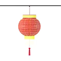 Red Paper Lantern With Yellow Rim And Red Tassel Hanging Decorative Living Accessory