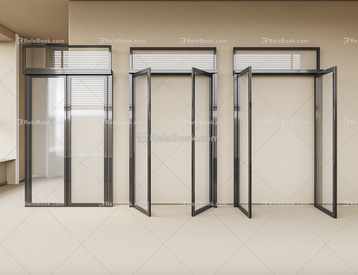 Double door glass sliding door glass door Changhong glass door kitchen door balcony door 3d model