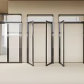 Modern Double Glass Doors With Black Frames In Minimalist Interior Design