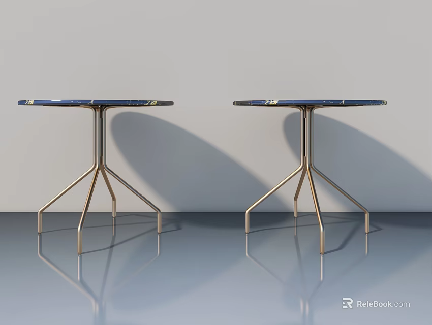 Modern Single Chair With Blue Marble Seat And Gold Metal Legs In Gray Room 3d model 