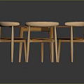 Round Wooden Dining Table Set With Six Chairs And Curved Armrests