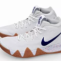 White High Top Athletic Shoes With Blue Logo And Brown Textured Sole