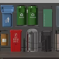 Different Types Of Public Trash Bins With Colorful Designs And Recycling Features