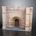 Ancient Entrance Gate Featuring Arched Door Decorative Columns And Colorful Stone Walls