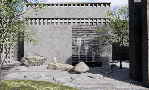 New Chinese Courtyard Dead Rock Courtyard Landscape 3d model