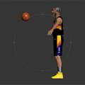 Basketball Player in Black Jersey with Number 25 Balancing Basketball in Yellow Shoes