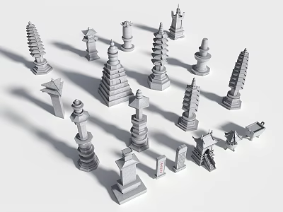 Traditional Tower Models Of Various Architectural Styles With Different Designs Collection 3d model