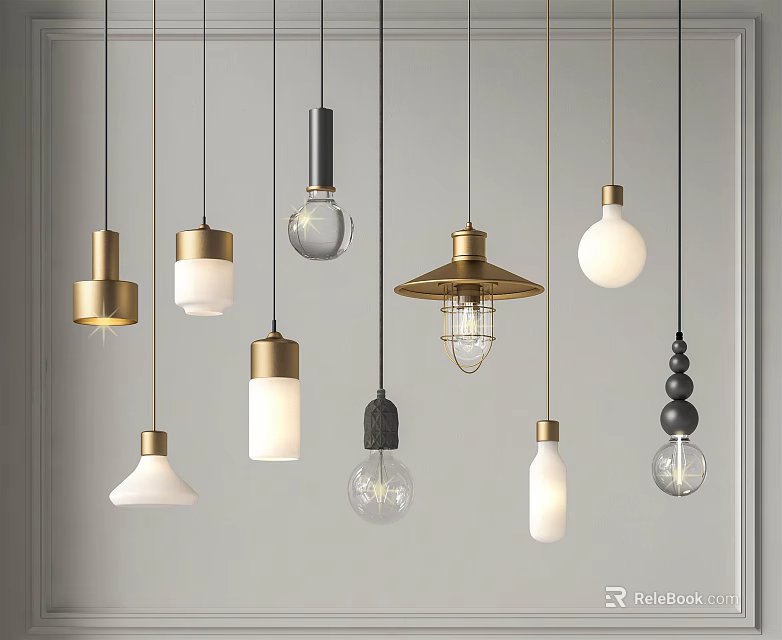 Stylish Pendant Lights With Diverse Designs And Modern Shapes For Interior Decoration 3d model 