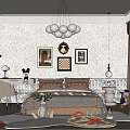 Cozy Kids Room Interior Design With Cloud Chandelier Bed Wall Art And Toys
