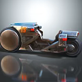 Futuristic Metallic Silver Motorcycle With Large Wheels Number 13 And Sleek Design