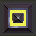3D Cartoon Scene With Two Characters On Purple Platform Yellow Area And Floating Pyramid