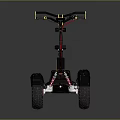 Four Wheel Bicycle Featuring Black Frame Red Seat Yellow Handlebar And Large Tires