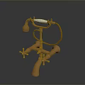 Copper Faucet With Handheld Shower And Yellow Hose Metallic Finish Design