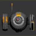 Gray And Orange Mechanical Robot With Circular Body Antenna And Armored Design
