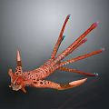 Fantasy Creature Character with Red Spotted Body Long Tentacles and Blue Purple Tips