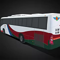 White Public Bus With Red Blue Green Stripes And Wheelchair Symbol