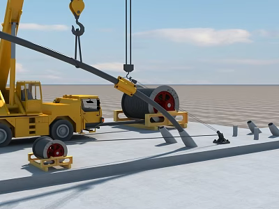 Yellow Industrial Crane With Heavy Duty Reel And Machinery Components 3d model