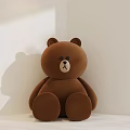 Brown Plush Bear Sitting in White Corner With Light Background And Soft Texture