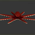 Vibrant Red Starfish With Long Yellow Tipped Arms On Dark Background