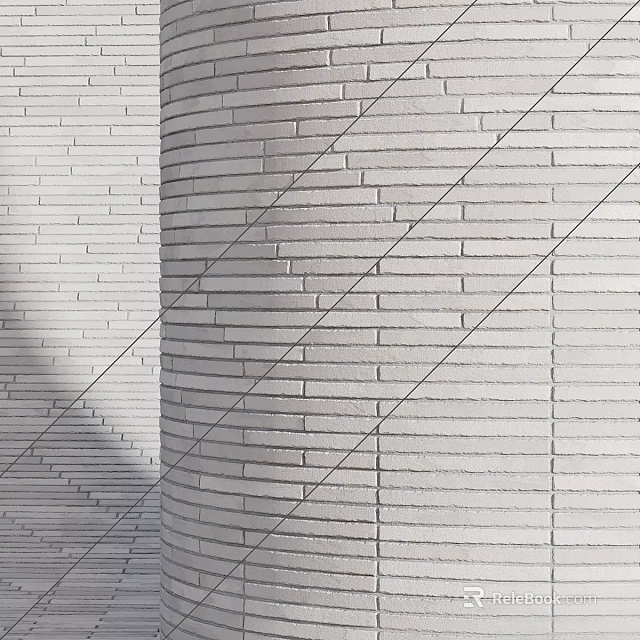 White Brick Cylindrical Architectural Component With Horizontal Brick Arrangement And Smooth Curved Surface 3d model