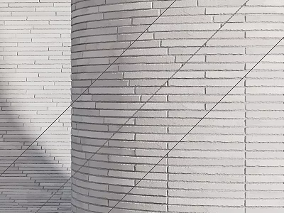 White Brick Cylindrical Architectural Component With Horizontal Brick Arrangement And Smooth Curved Surface 3d model