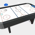 Sturdy Black Frame Air Hockey Table With White Surface And Colorful Pucks