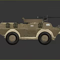 Military Khaki Tank With Turret Mounted Machine Gun And Large Wheels