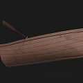 Classic Wooden Rowing Boat Featuring Natural Wood Seats And Oars Design