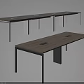 Modern Wooden Conference Table with Sleek Metal Legs and Spacious Surface for Office Use
