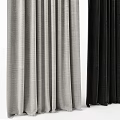 Gray and Black Pleated Fabric Curtains with Textured Design for Window Decoration