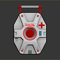 White Emergency Medical Equipment With Red Button Cross Symbol And Handles
