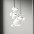 Modern Hanging Chandelier With Multiple White Glass Spheres For Interior Decor