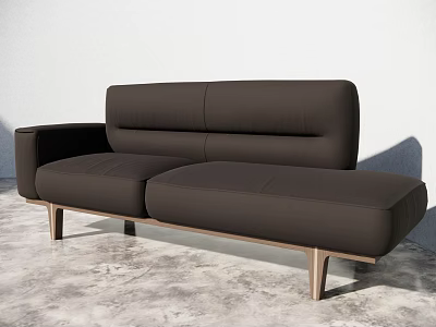 Modern Dark Brown Sectional Sofa with Wooden Legs in Contemporary Living Room Interior 3d model