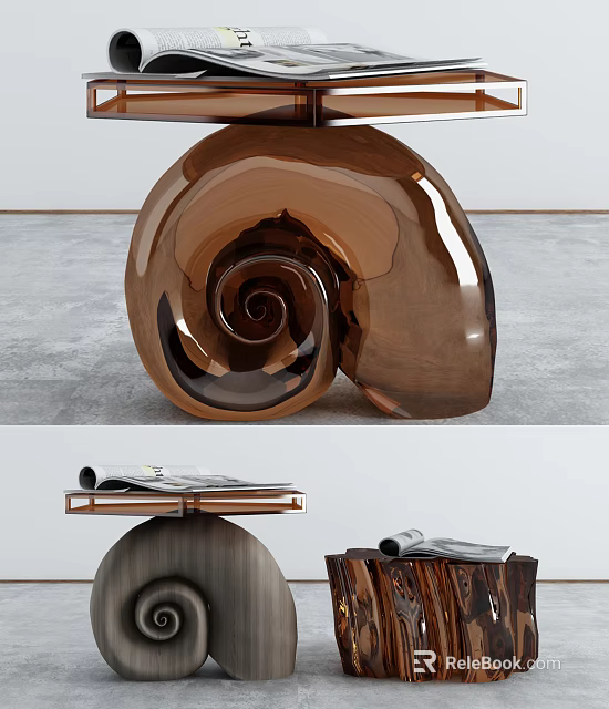 Wooden Coffee Table With Layered Design And Magazines For Modern Interior 3d model