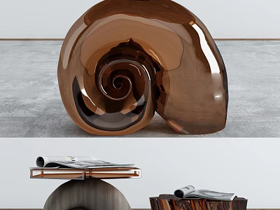 Wooden Coffee Table With Layered Design And Magazines For Modern Interior 3d model