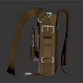 Brown Leather Shoulder Bag With Multiple Pockets Green Lining And Metal Buckles