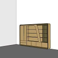 Modern Office Interior Featuring Wooden Shelving Built in Cabinet And LED Lighting