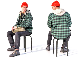 Male Character Sitting Man 3d model