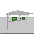 White Modern Canopy Structure With Supporting Poles And Outdoor Roof Design