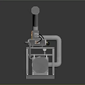 Industrial Equipment With Control Panel Curved Pipe Base And Warning Stripes