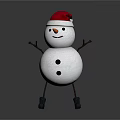 Festive Snowman With Red Santa Hat Carrot Nose Black Buttons Stick Arms And Black Boots