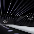 Contemporary Runway Stage Interior Design With Bright Lighting Shiny Floor And Seats