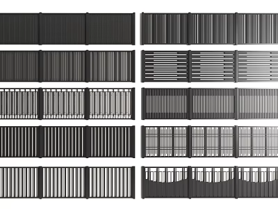 Modern Fence Designs With Slatted Panels And Various Pattern Options For Outdoor Spaces 3d model