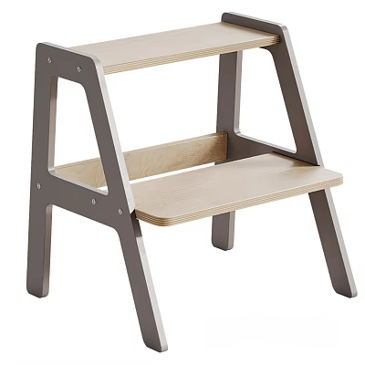 Two Step Stool With Wooden Steps And Sturdy Dark Frame For Home Use 3d model Two Step Stool With Wooden Steps And Sturdy Dark Frame For Home Use 3d model