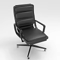 Black Leather Office Chair With Armrests Swivel Base And Rolling Wheels