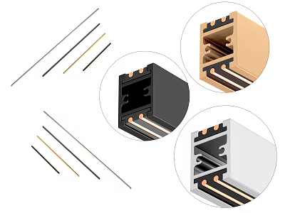 Aluminum Profiles With Different Colors And Slot Designs For Construction 3d model