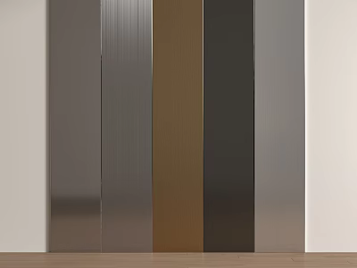 Modern Sleek Wainscoting Panels Design With Silver Brown Black Strips And Wooden Floor 3d model