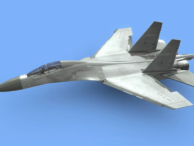 Modern Fighter Jet With Aerodynamic Design And Silver Gray Color In Blue Sky 3d model