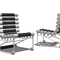 Modern Leisure Chair Featuring Black Stacked Layers And Metal Circular Rings Frame