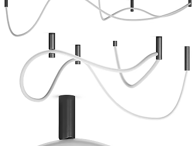 Modern Contemporary Ceiling Light With Curved White Lines And Black Accents 3d model